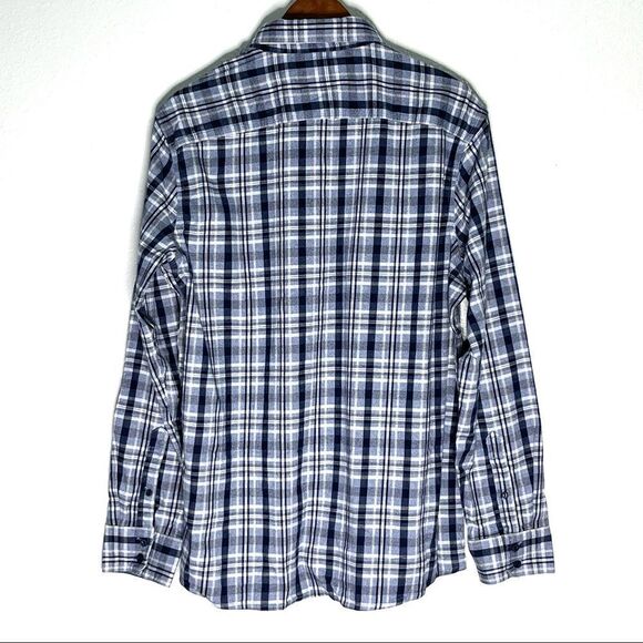 NWT Men’s Nordstrom 1901 Blue Jaspy Navy Plaid Flannel Size XL - Picture 3 of 7